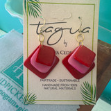 Stacked Diamonds Red Pink Combo Earrings 