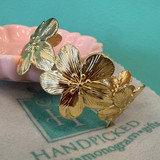 16K Gold Filled Wide Flower Cuff Bracelet