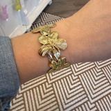 16K Gold Filled Wide Flower Cuff Bracelet