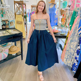Navy Stripe Bandeau Top Midi Dress