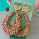 Natural Teadrop Raffia Statement Earrings 