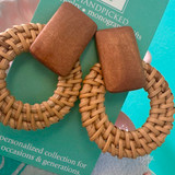 Wooden Raffia Statement Earrings 
