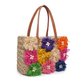 Floral Straw Tote 