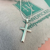 Beveled Sterling Silver Cross Necklace