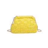Woven Clutch with Chain Strap - Canary