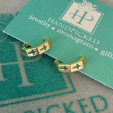 Cross Huggie Hoops - Gold