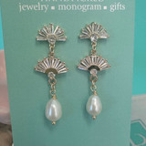 Pearl Stone Chandelier Statement Earrings