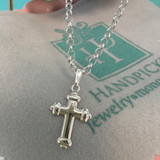 Sterling Silver Beveled Edge Cross 3/4" Pendant on Rolo Chain