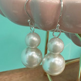 Stacked Pearl Drop Earrings on Silver Wire
