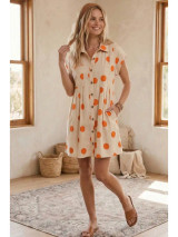 Orange & Cream Polka Dot Poplin Mini Dress