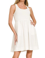 White Knit to Woven Mini Dress 