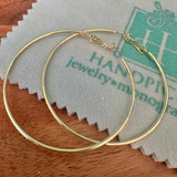 Shiny Gold Plated Thin Hoops - 2"