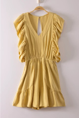 Canary Cutout Back Ruffle Sleeve Romper 