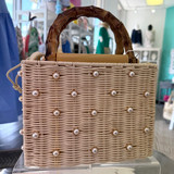 Pearl Detail Woven Bag