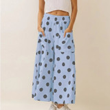 Blue Polka Dot Pull On Pant