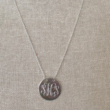 Monogram Sterling Silver Disc Necklace- 18+2"