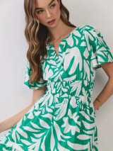 Tropical Print Midi Dress