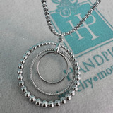 Triple Layer Circle Pendant Necklace - Silver Tone