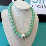 Bauble Bead with Pearl Necklace - Mint