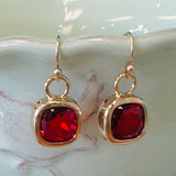 Red Square Drop Earrings