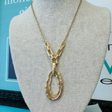 Gold Hammered Teardrop Pendant Necklace