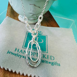 Hammered Teardrop Pendant Necklace - Silver Tone