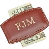 Brown Leather Money Clip - Gift For Him