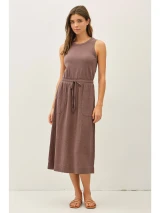 Cocoa Cotton Tank Dress with Gauze Skirt