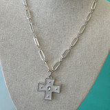 Paperclip Cross Pendant Necklace - Silver