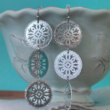 Triple Circle Filigree Drop Earrings