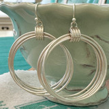 Silver Tone Multi Wire Circles Dangle Earrings 