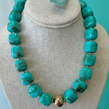 Turquoise Beaded Necklace with Gold Statement Bead Necklace