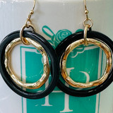 Black Double Layer Resin Circle Earrings