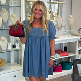 Mineral Wash Denim Chambaray Mini Dress