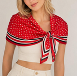 Silky Star Spangled Bandana Scarf - Red