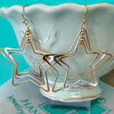 Star Dangle Earrings - Two Toned