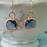 Square Blue Drop Earrings