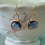 Square Blue Drop Earrings