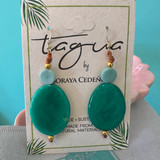 Green Avery Tagua Handcrafted Earrings