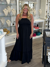 Classic Bandeau Maxi Dress in Black