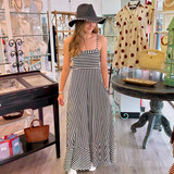 Striped Cutout Back Maxi Dress 