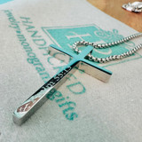 Men's Stainless Steel Engraved 30mm Cross Pendant Necklace