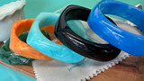 Black Organic Square Resin Bangle