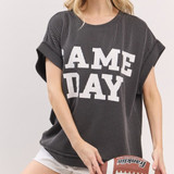 Game Day Ribbed Top - Black