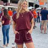 Burgundy Varsity Scuba Short Set