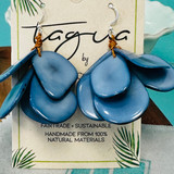 Blue 1.75" Mariposa Tagua Earrings