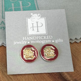 Gold Block C Gamecock Post Earrings