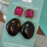Fuchsia with Tortoise Drop Earrings 
