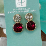 Rhinestone Drop Earrings - Red