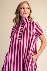 Plum Midi Striped Dress